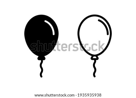 Balloon icon set. party balloon icon decoration birthday vector. Balloon black silhouette icon