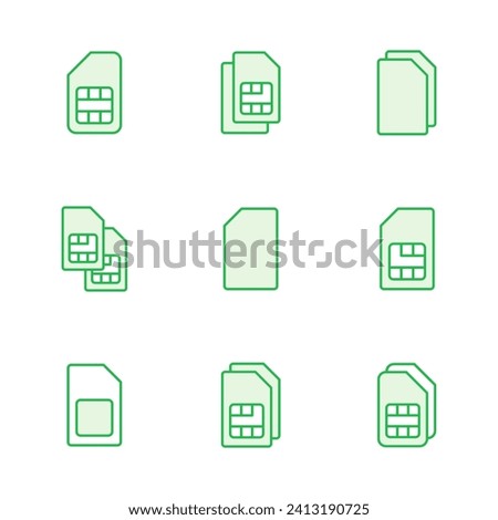 Sim card icon set. dual sim card icon vector