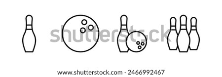 Bowling icon set. bowling ball and pin icon. bowling pins