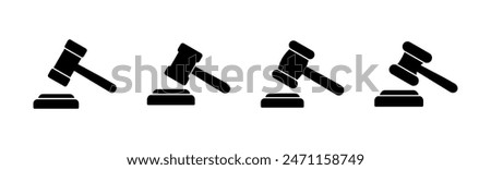 Gavel icon set. judge gavel icon vector. law icon vector. auction hammer