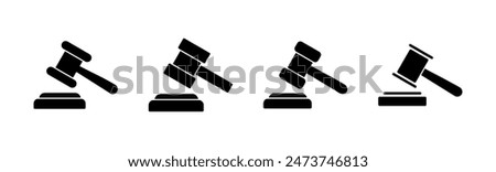 Gavel icon set. judge gavel icon vector. law icon vector. auction hammer