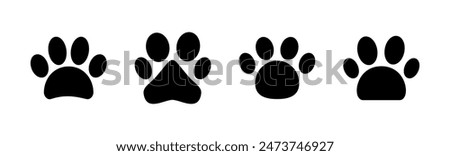 Paw icon set. paw print icon vector. dog or cat paw