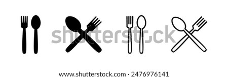 spoon and fork icon set. spoon, fork and knife icon vector. restaurant icon