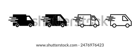 Fast shipping delivery truck icon set. Delivery truck icon. fast delivery icon