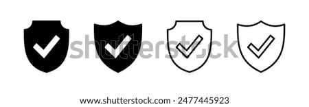 Shield check mark  icon set. Protection approve sign. Safe icon vector