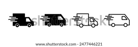 Fast shipping delivery truck icon set. Delivery truck icon. fast delivery icon