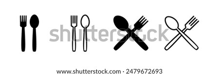 spoon and fork icon set. spoon, fork and knife icon vector. restaurant icon