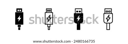 Usb icon set. Flash disk icon vector