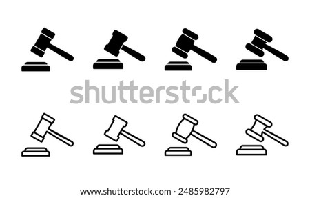 Gavel icon set. judge gavel icon vector. law icon vector. auction hammer