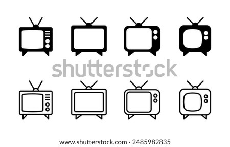 Tv icon set. television icon vector