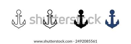 Anchor icon set. Anchor symbol logo. Anchor marine icon.