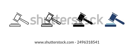 Gavel icon set. judge gavel icon vector. law icon vector. auction hammer