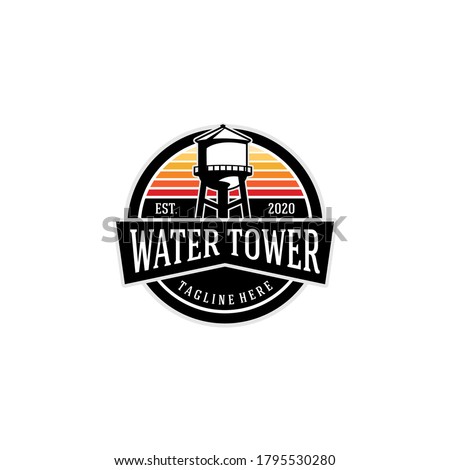 Badge Tank Water Tower Landmark Logo Template Vector