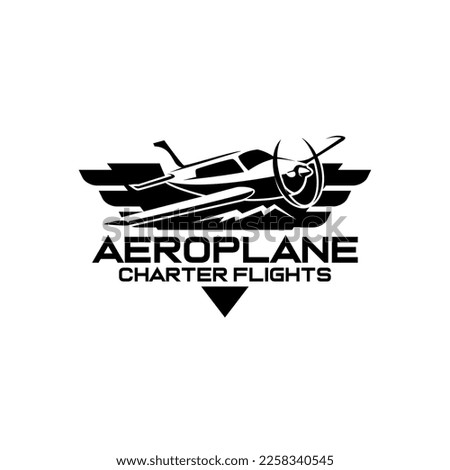 Flight School Aircraft Charter Small Airplane Logo Template Concept