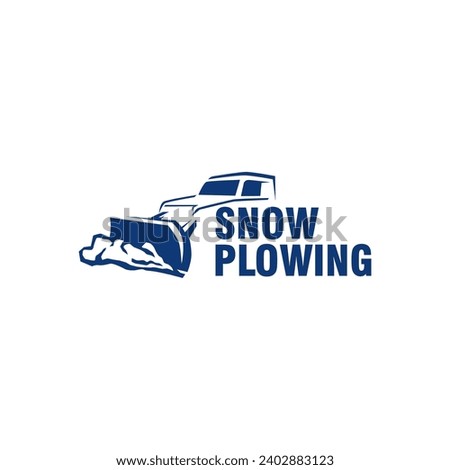 Truck Snow Plowing Badge Logo Snowplow Service Frost  Template Vector