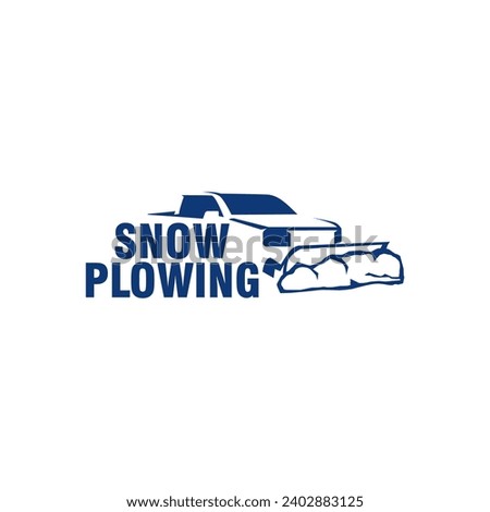 Truck Snow Plowing Badge Logo Snowplow Service Frost  Template Vector