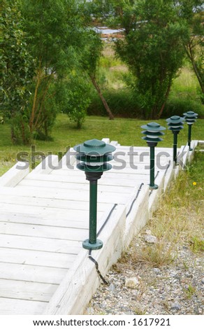 Outdoor lamps on a staircase