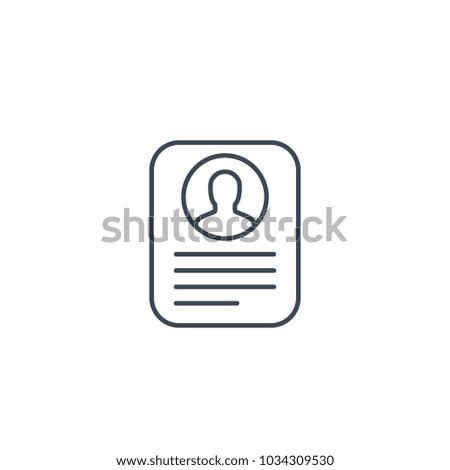 account info, profile card, personal data linear icon on white