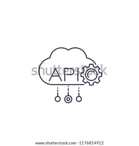 Cloud API, software integration line icon