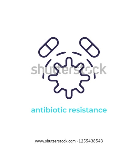 antibiotic resistance vector line icon