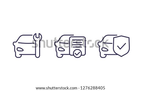 car service vector line icons on white