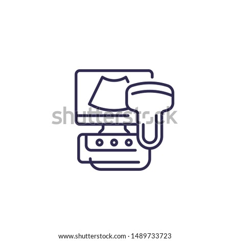 ultrasound machine icon on white, line