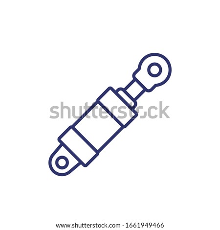 Hydraulic cylinder icon on white, line vector