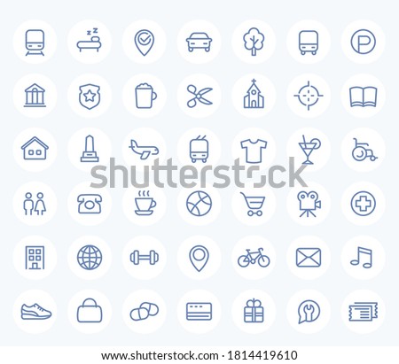 line icons set on white for maps, navigation apps, vector