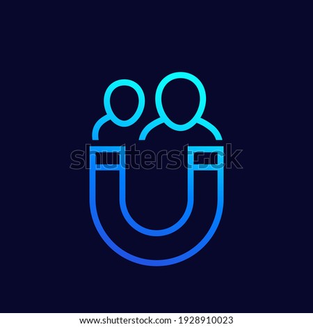 customer retention line vector icon with a magnet