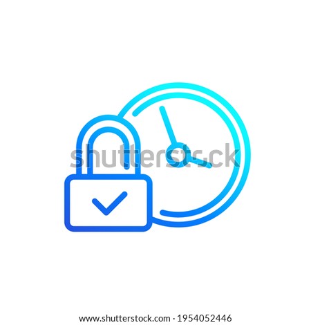 lock and time icon, line vector