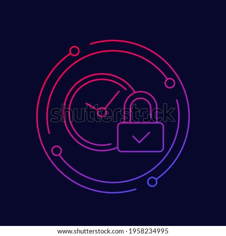 lock and time line icon for web