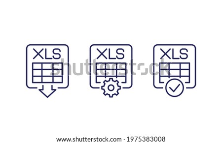 download xls document line icons on white