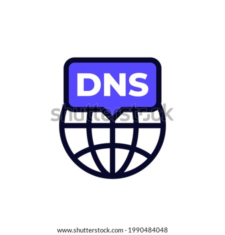 DNS icon on white, Domain Name System