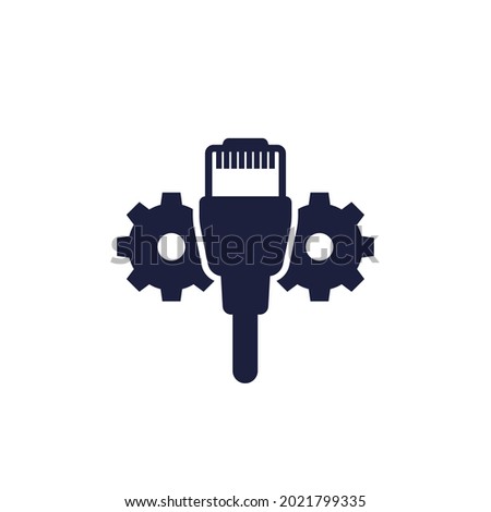 ethernet cable and gears icon