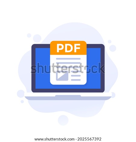 PDF file in computer vector icon
