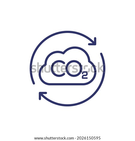 co2 gas, carbon dioxide offset line icon