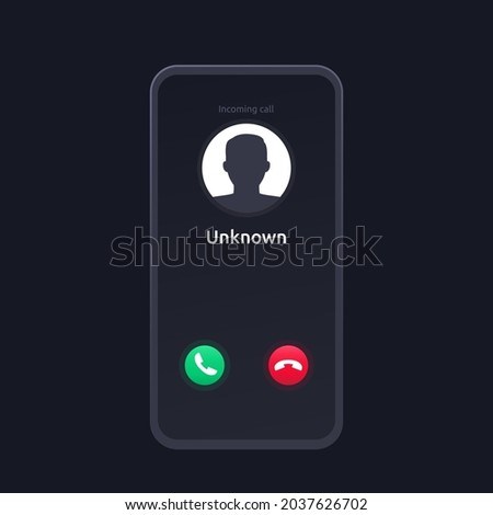 unknown caller, scam phone call, vector interface design