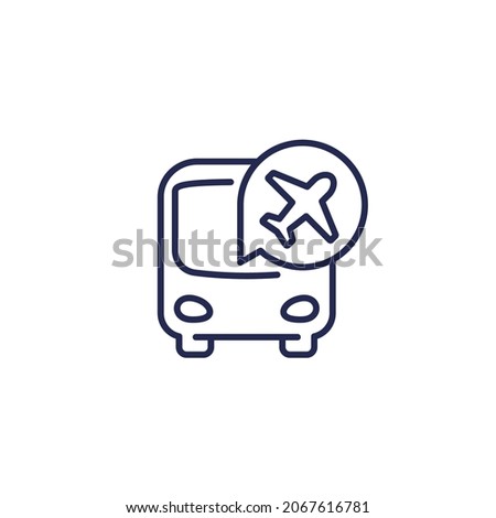 bus transfer to airport line icon