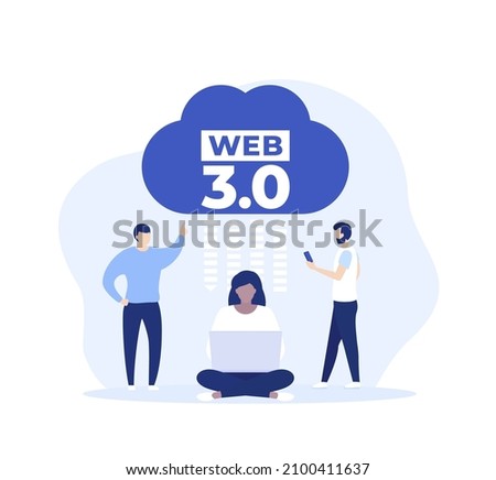 Web 3.0 or Web3 vector illustration with people