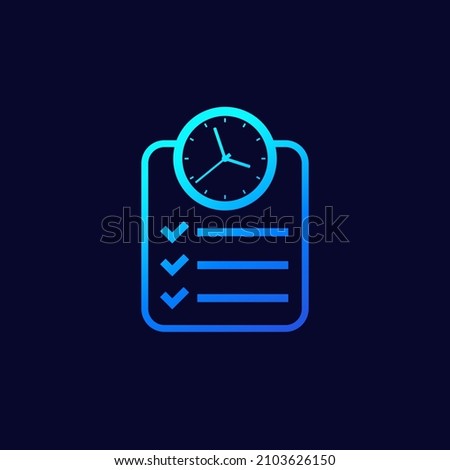 timesheet, tracking time vector icon on dark