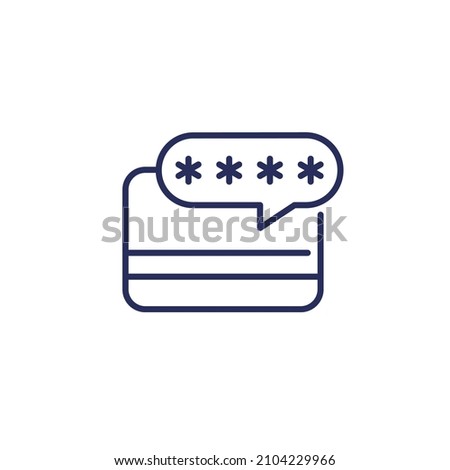 card PIN code icon, line vector