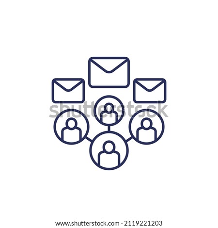 emails and people line icon
