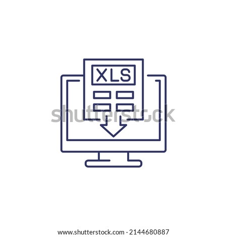 download xls document in computer line icon