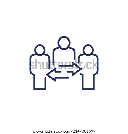 broker or mediator line icon, vector