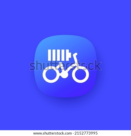 Electric bike, bicycle icon with a battery, vector