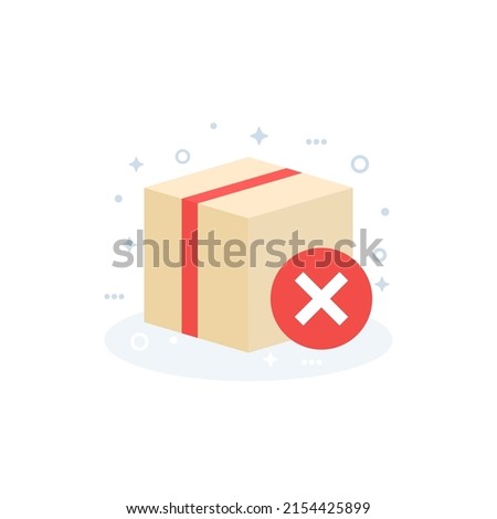 cancel order vector icon with a parcel Foto stock © 