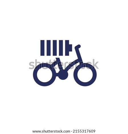 Electric bike, bicycle icon with a battery