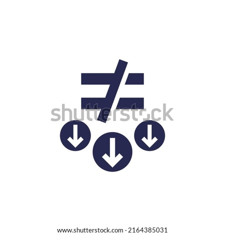 Reduced inequality icon, vector sign on white