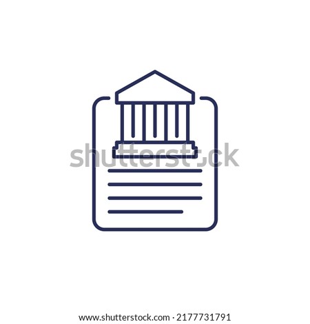 Bank document line icon on white