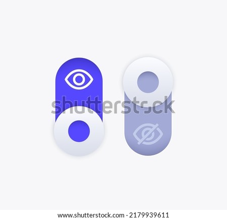 visible and hidden, toggle switch buttons, vector design